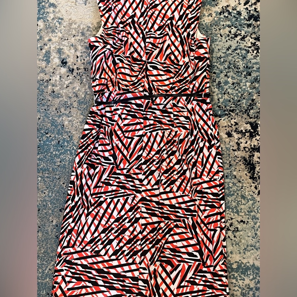 London Times Midi Dress with black belt *Like New* Sz 6 - Picture 9 of 9